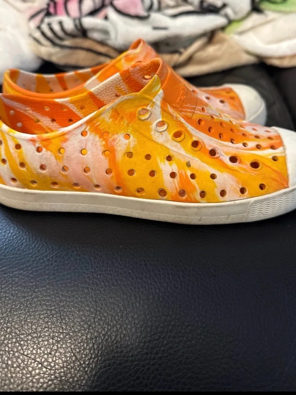 Native Kids Water Shoes Orange Marble Slip-On